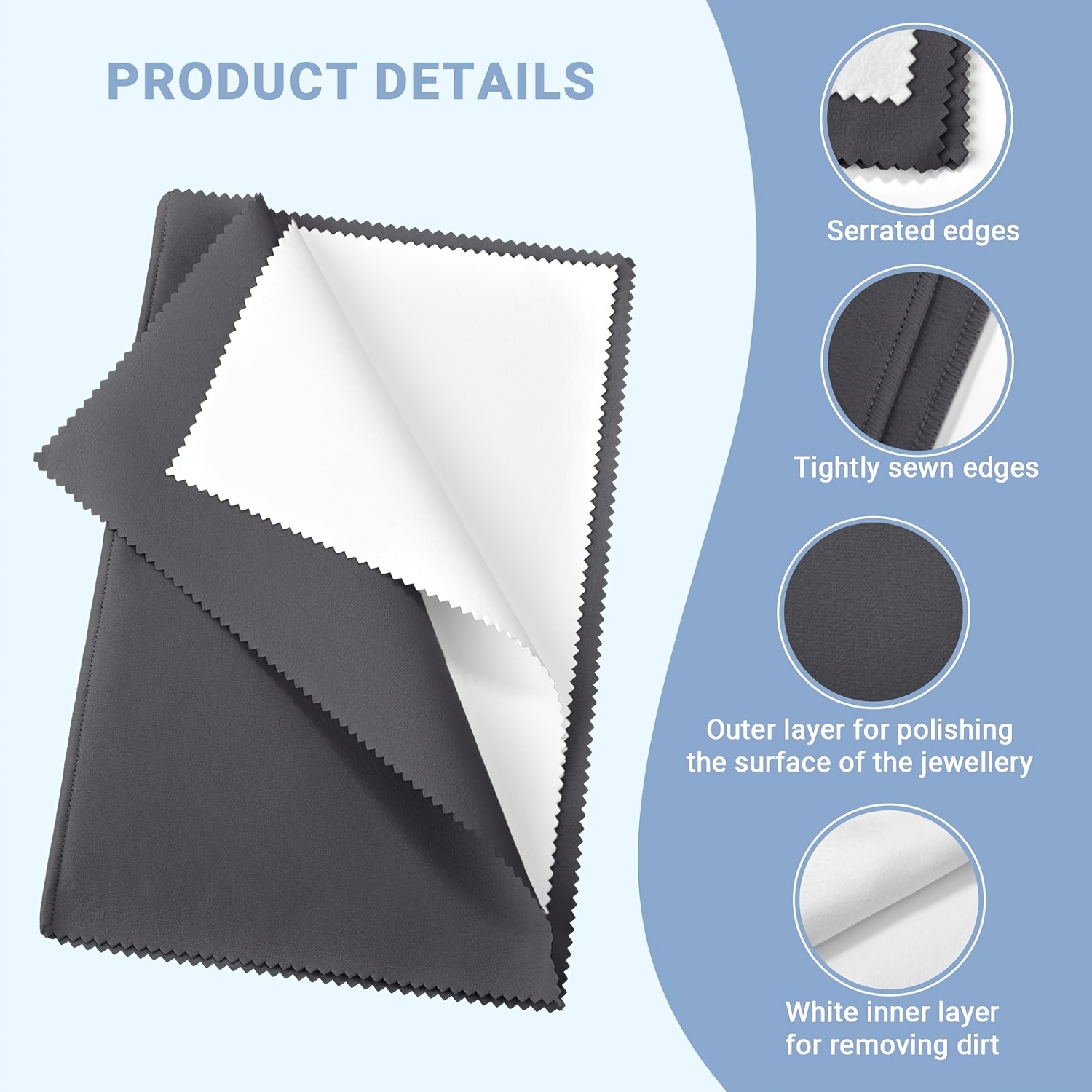 2pcs Professional Polishing Cloth for Jewelry Cleaning