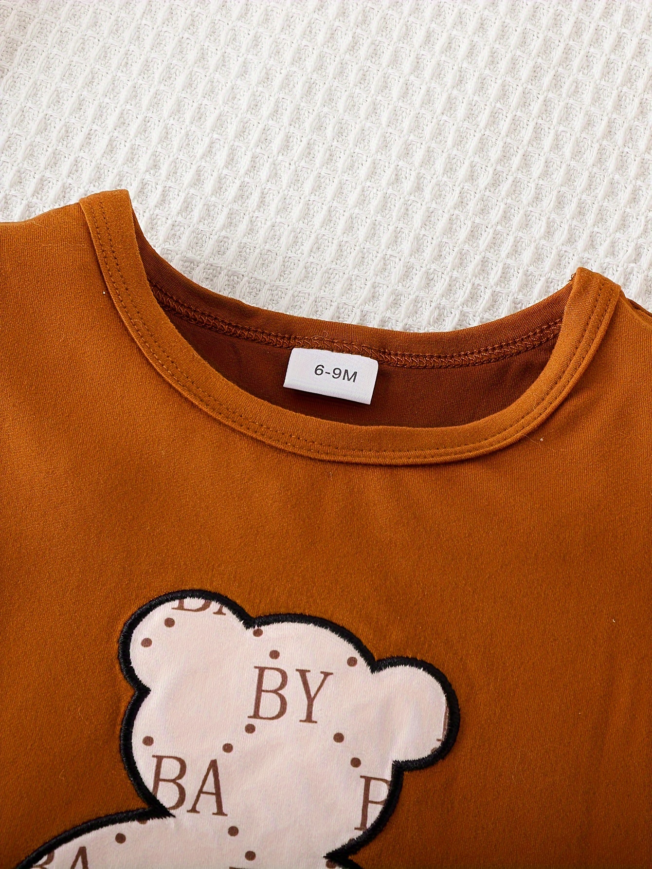 2pcsの幼児用レターベアプリントサマーセット Tシャツ＆帽子＆オール