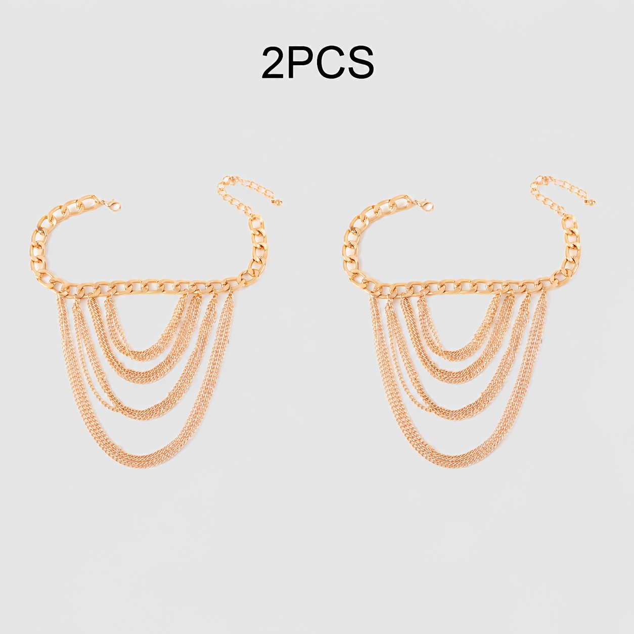 Image of 2pcs Women's Alloy Luxurious Women's Jewelry Party Prom High Heels Anklet Accessory – Halloween Foot Decoration Prop, Christmas Jewelry Gift