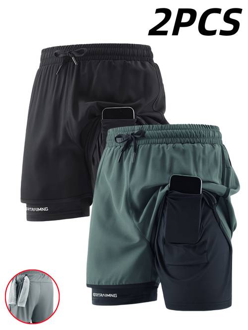 2 piezas de shorts de rápido de para hombre, deportivos y casuales, para deportes y ropa de ocio