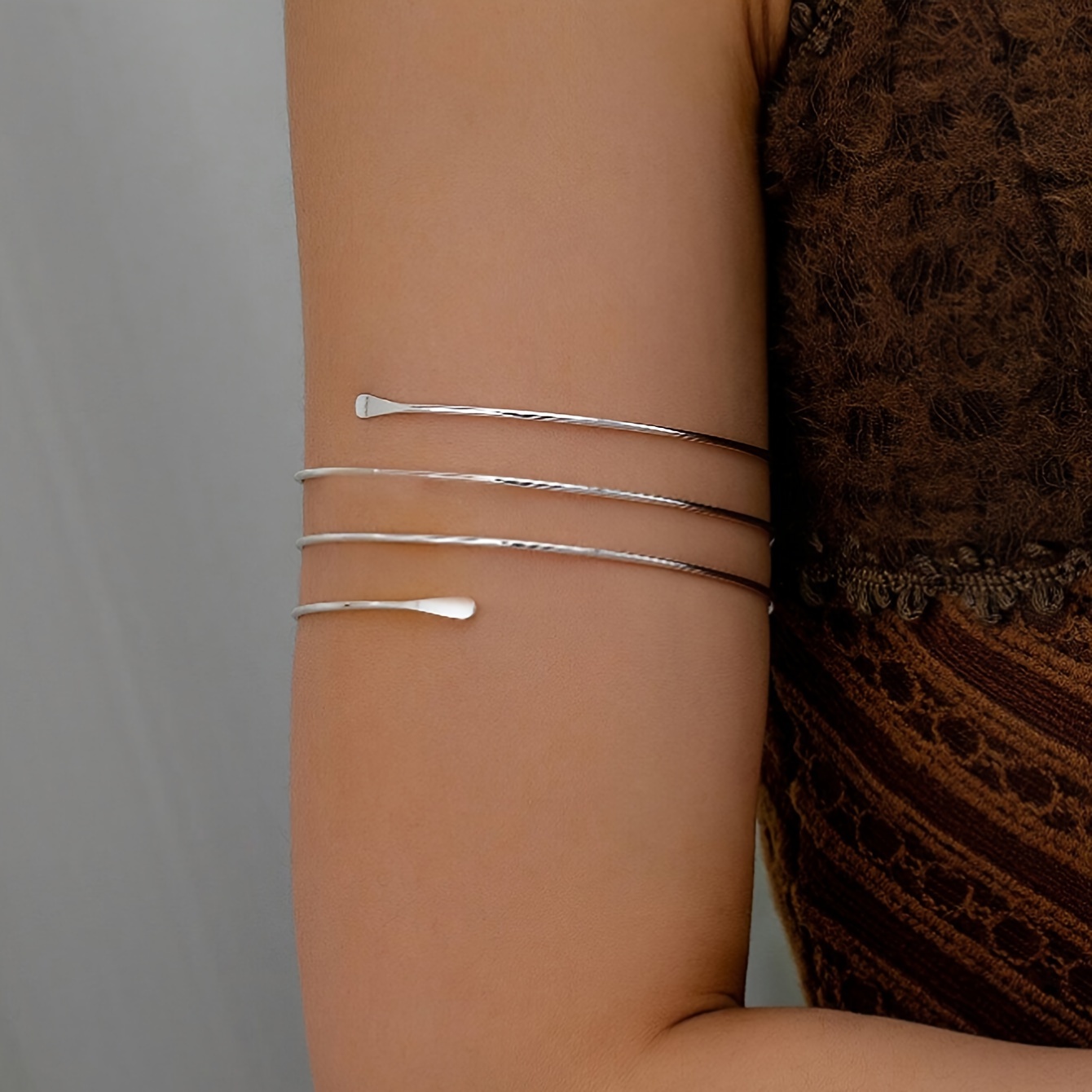 1pc Easy Metal Wire Circle Arm Bangle For Women