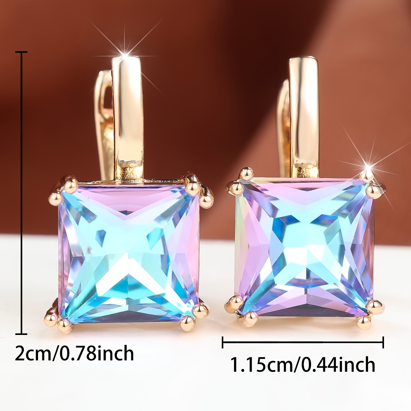 Women's Iridescent Cubic Zirconia Four-Claw Ear Clips, Statement