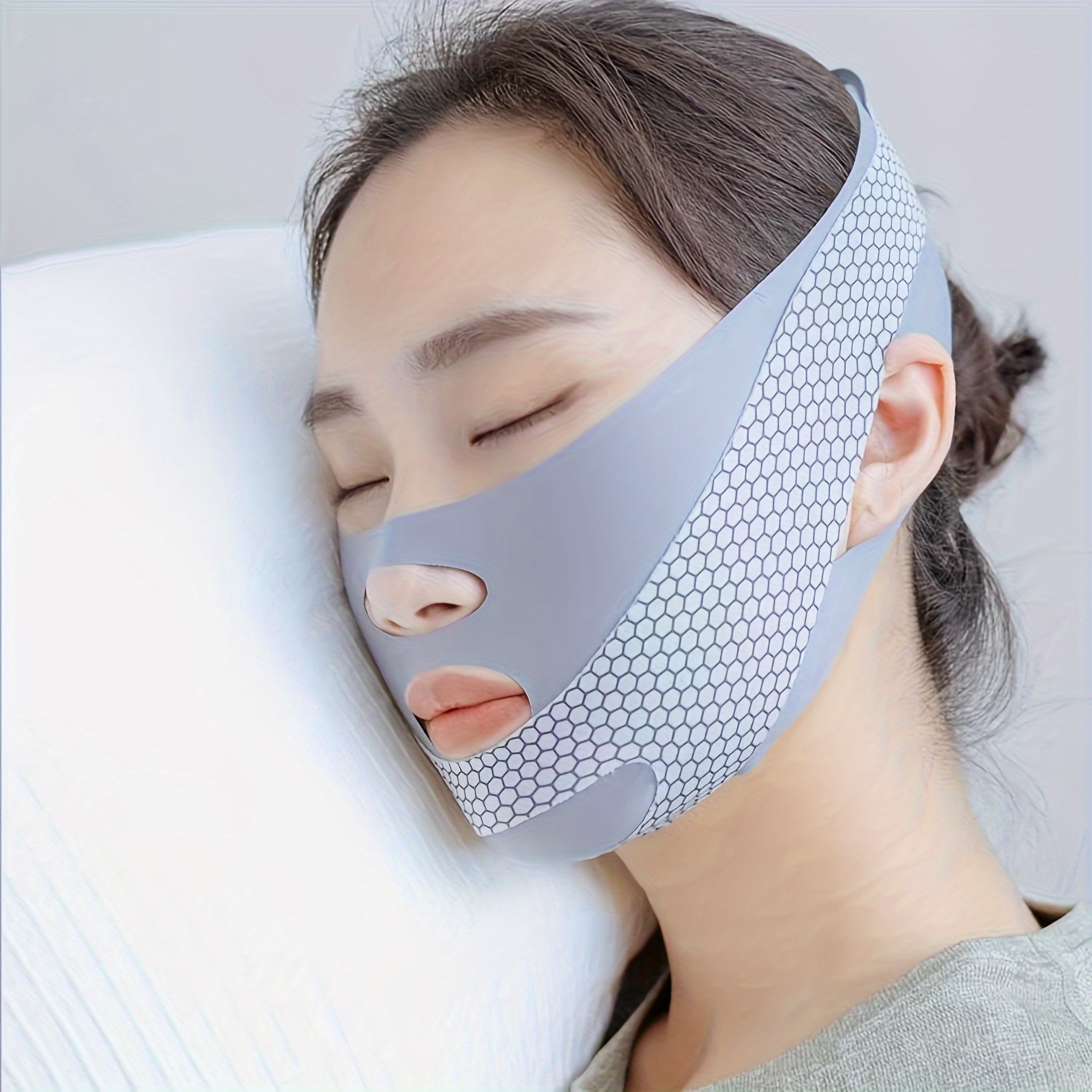 

Reusable Breathable V- Mask, Ultra-thin Comfortable Reusable Summer Sleep Face Bandage, Double Chin Shrink Chin Strap, Lift And Tighten Face To Prevent Sagging Beauty Strap, For Mom