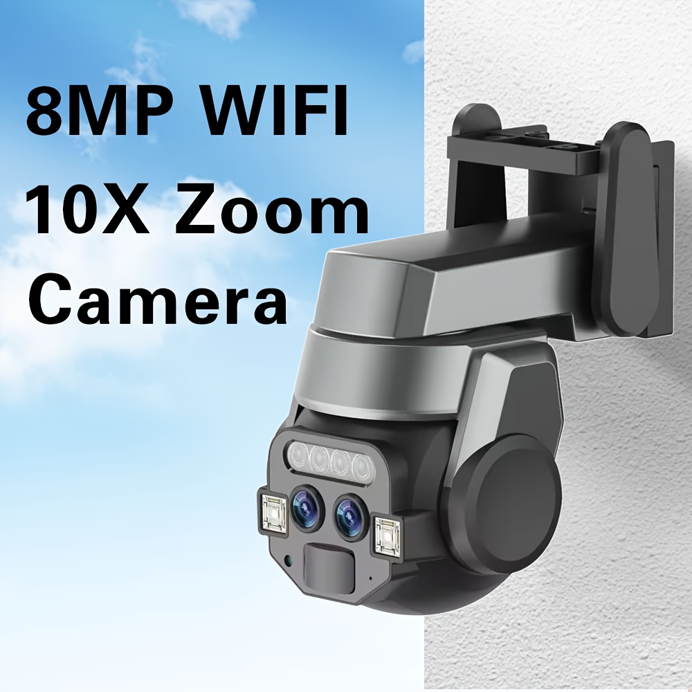 Cámara de seguridad PTZ inteligente de doble lente Jaxcam de 8MP con seguimiento automático por IA, zoom de 10X, visión nocturna a todo color, audio bidireccional, detección humana, WiFi, compresión H.265+, almacenamiento en la nube/tarjeta TF, alertas móviles, control remoto, vigilancia interior/exterior, montaje en techo/pared, compatible con la aplicación CareCamPro, cámara de seguridad para exteriores, cámara de seguridad moderna, grabación de alta resolución, CCTV tipo coreano para exteri