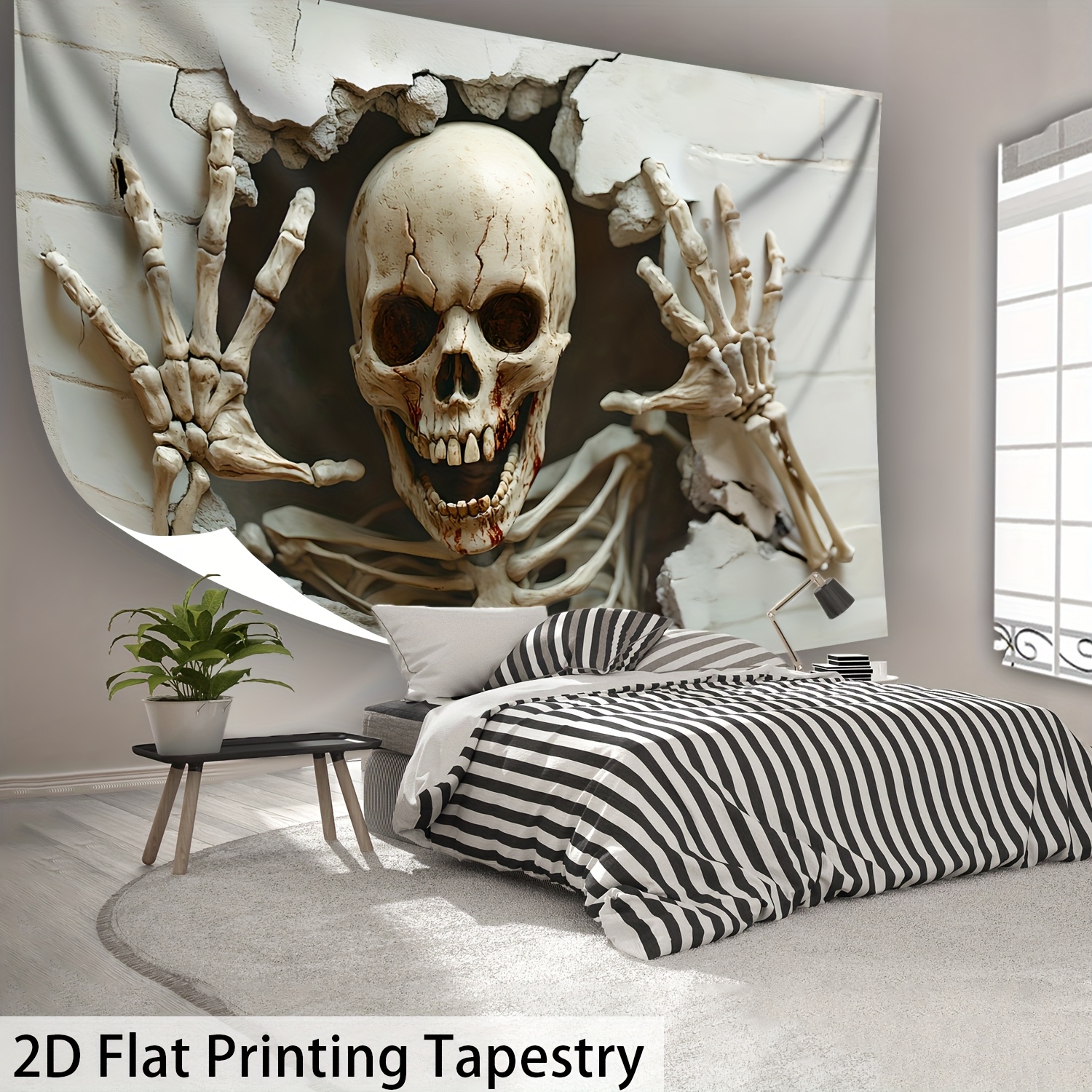 Halloween Skelett Wandteppich Hd Digitaldruck Polyester Deko_voghion.com