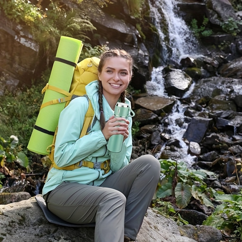 1 set stainless steel   water bottle set with 3 lids leakproof outdoor camping hiking cups for home   durable gift set for couples spill proof design modern drinkware    ware office workers Product details 6