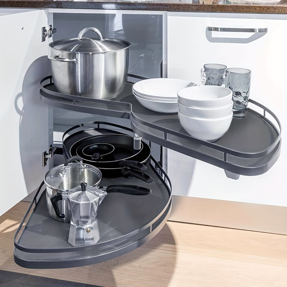 Drehbare Küchen-Eckregal, Schiebe-Eckregal für Ecken, Ausziehregal für Eckkabinett, Höhenverstellbar, Passend für 91,44 cm/900 mm Schränke (Rechtseck-Schrank)