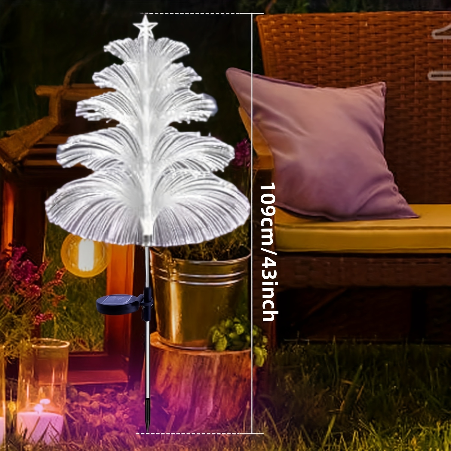 solar five layer glowing fiber optic christmas tree lights Temu