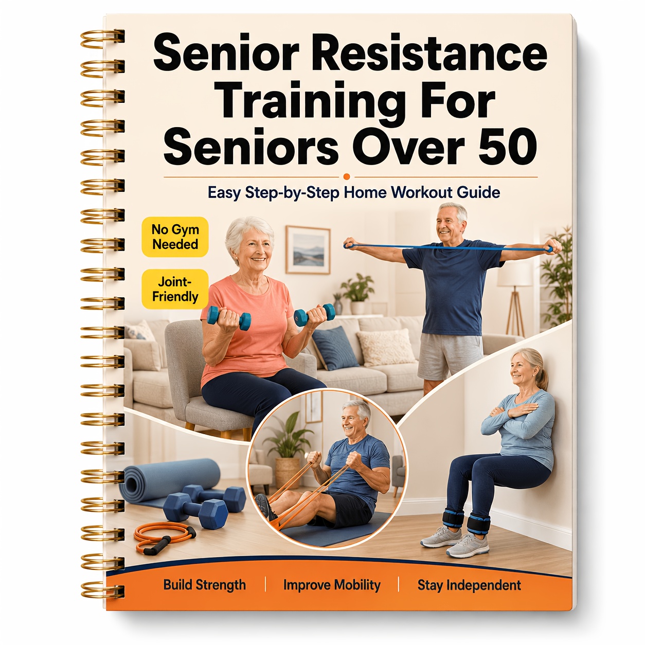 TEMU Strength Training Guidebook For Adults Aged 50 And Above, Home Workout Manual For Beginners, Featuring Resistance Bands, Dumbbells, And Chair