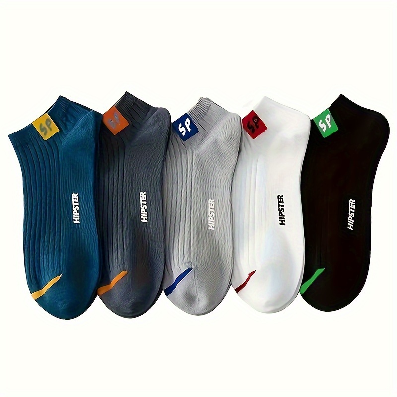 

5 Pairs Letter Athletic Socks, Comfy & Breathable Low Cut Ankle Socks, Women's Stockings & Hosiery