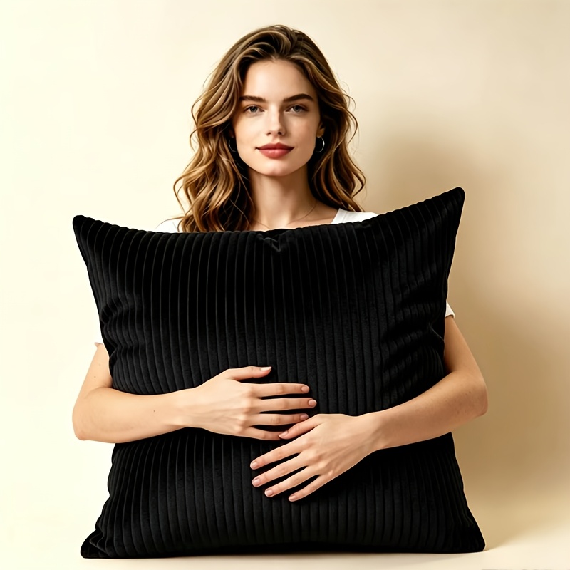 TEMU Housse de coussin rétro unie avec cordon de serrage, disponible en 3 tailles, convient pour chambre, canapé de salon, bureau, salle d',