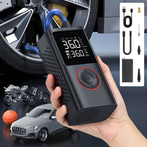 cordless tire inflator portable tire inflator cordless air compressor with digital gauge led light usb rechargeable 2 inflation for suv cars bikes motorcycles sports equipment and ball
