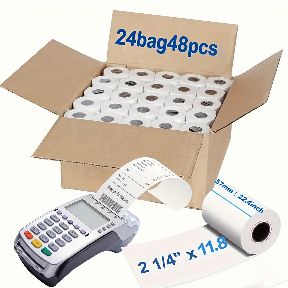 48pcs 24bags, 1 Bag Containing 2pcs of Thermal Paper, Suitable for Small POS Thermal Printers Receipts Paper, And Square Terminal Paper Suitable for Small Businesses,   Register For Business, Calculator For Business That Prints Tickets, Invoice For Business, Credit Pack Reception Page, Card  , Po Machine For Business, Po System, Cash Counter Machine,  , Card Machine For Small Business, Complete Cash Register System