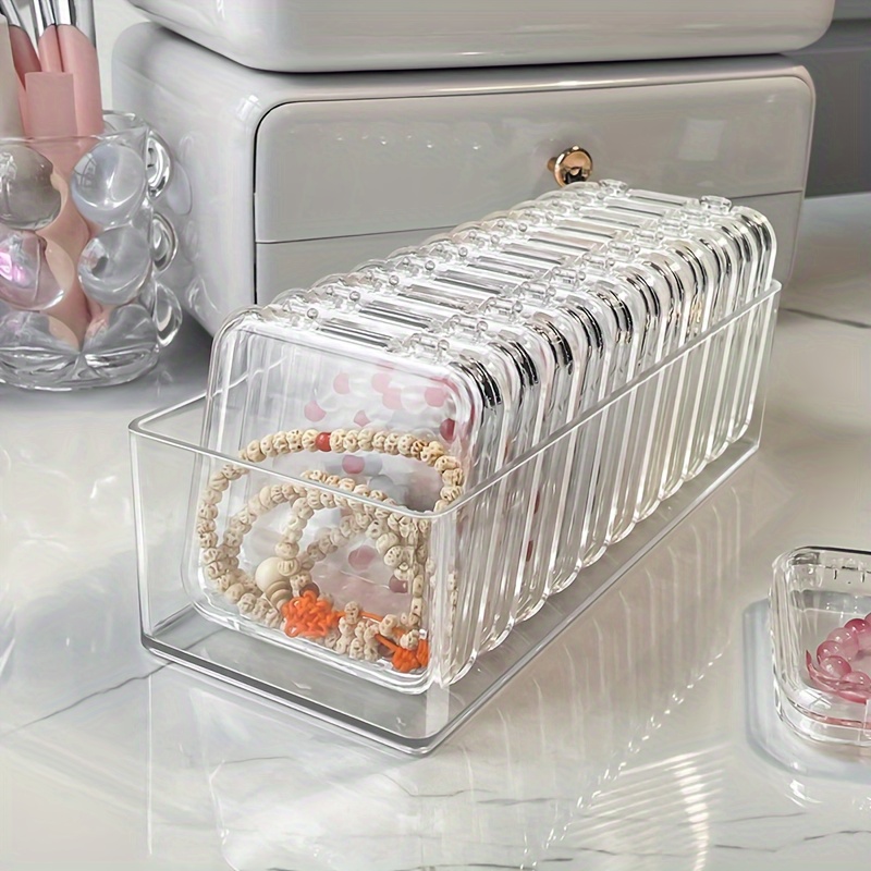 13 piece clear plastic jewelry and personal   organizer set   stackable containers for bracelets necklaces and dresser accessories Product details 0