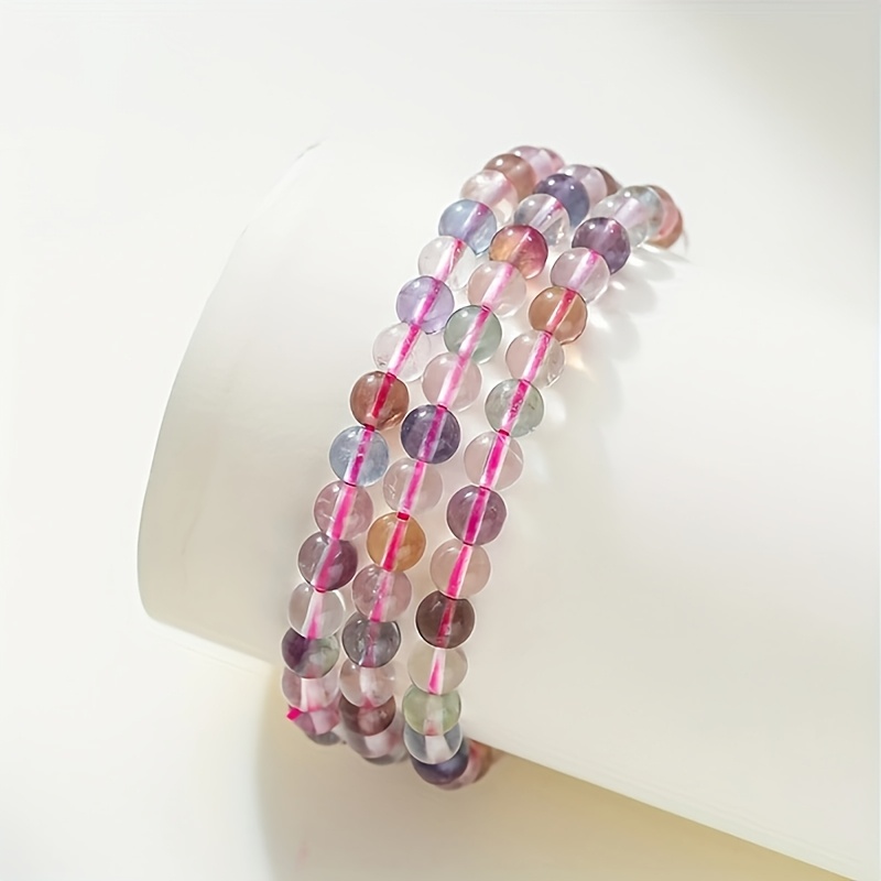Colorful Fluorite Bead Elastic Bracelet for Women