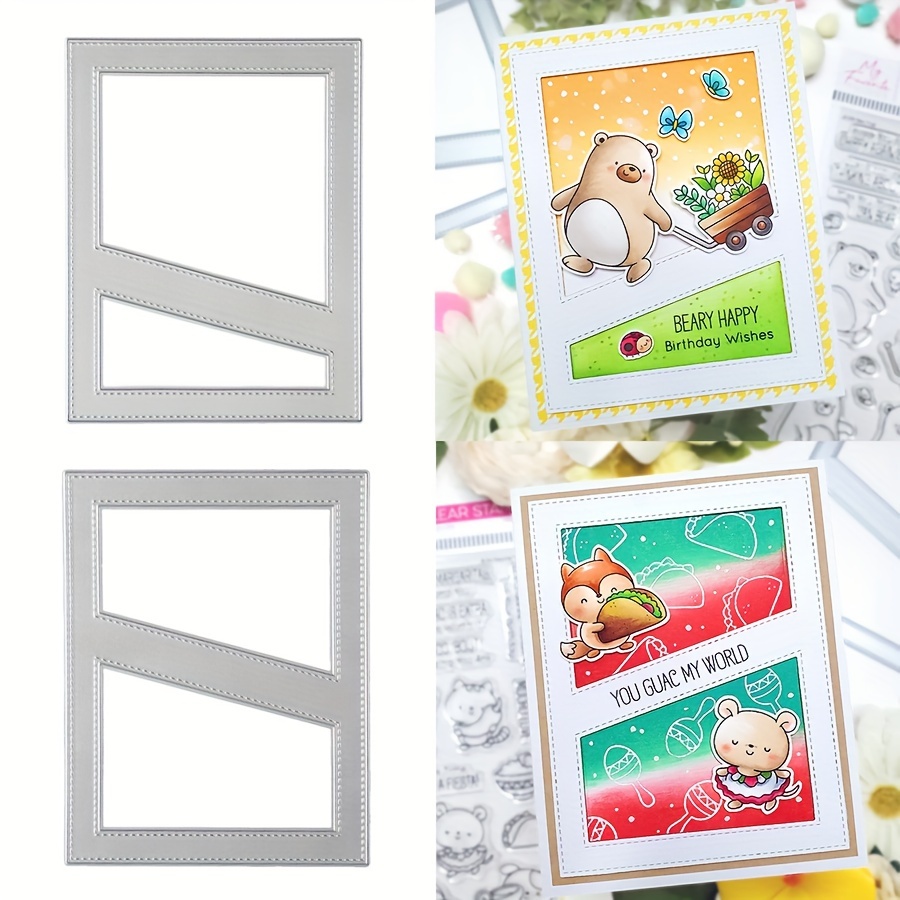 

1pc Silvery Metal Cutting Die, Dual-compartment Rectangular Frame For Scrapbooking & Embossing Crafts