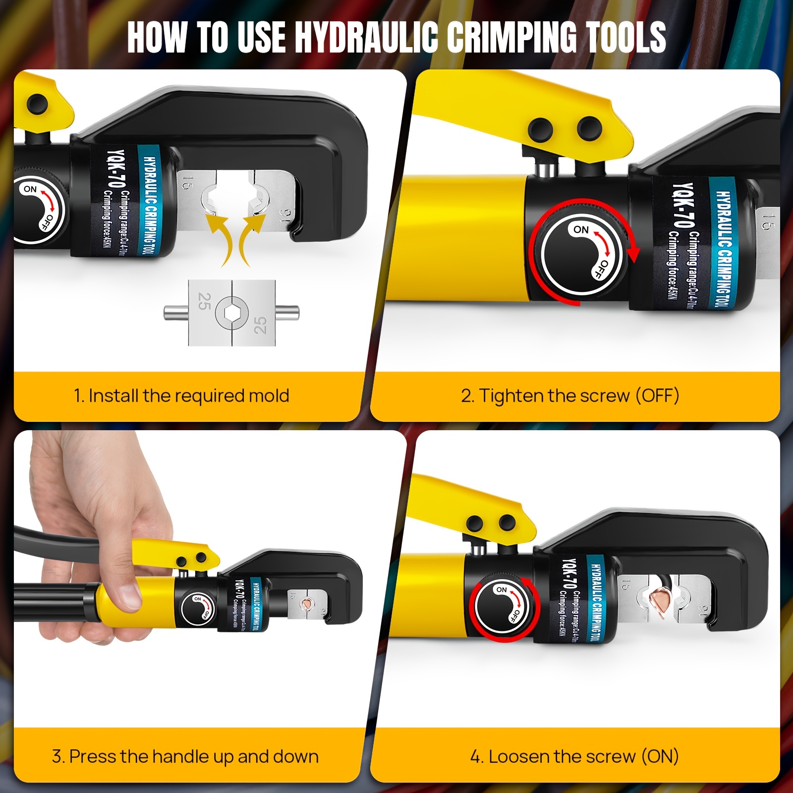 Hydraulic Crimping Tool with 9 Pairs of Dies