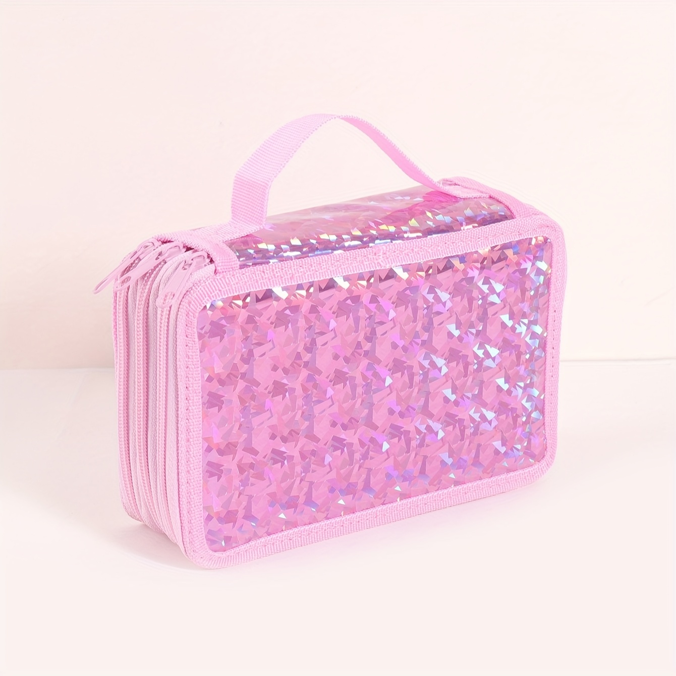 TEMU A Creative Large-capacity Three-layer Pencil Case, Featuring Exquisite Laser Sequins And Printed Designs, Organizing Study Supplies And Desktop