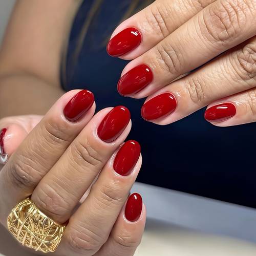 24pcs red short press on nails with jelly nail file and showcasing suitable for women daily and