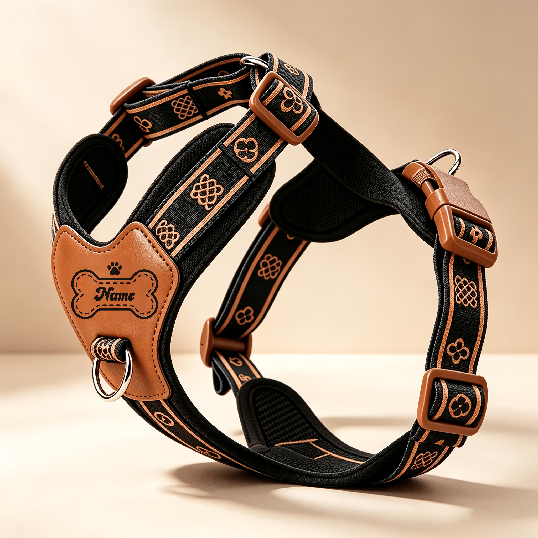 TEMU Printed Breathable Reflective Dog Harness, Personalized Customization, Light Luxury Vest, Suitable For Small, Medium, And Large Dogs, Ideal For