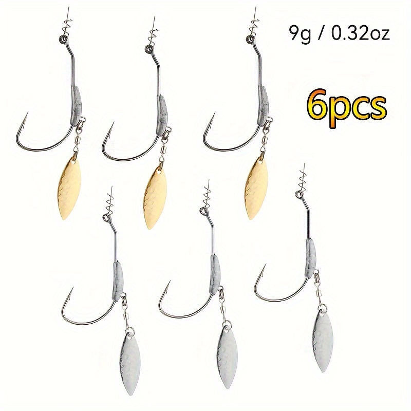 6pcs Lure Crankbait Hooks With Spring Rotating Spinner