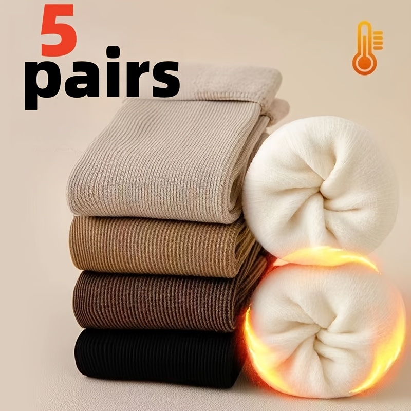 TEMU 5 Pairs Of Women's Outdoor Cold-resistant Socks, Thick Body . Sizes Available Daily Home Use Needs, Cost-. Socks For Men And Women