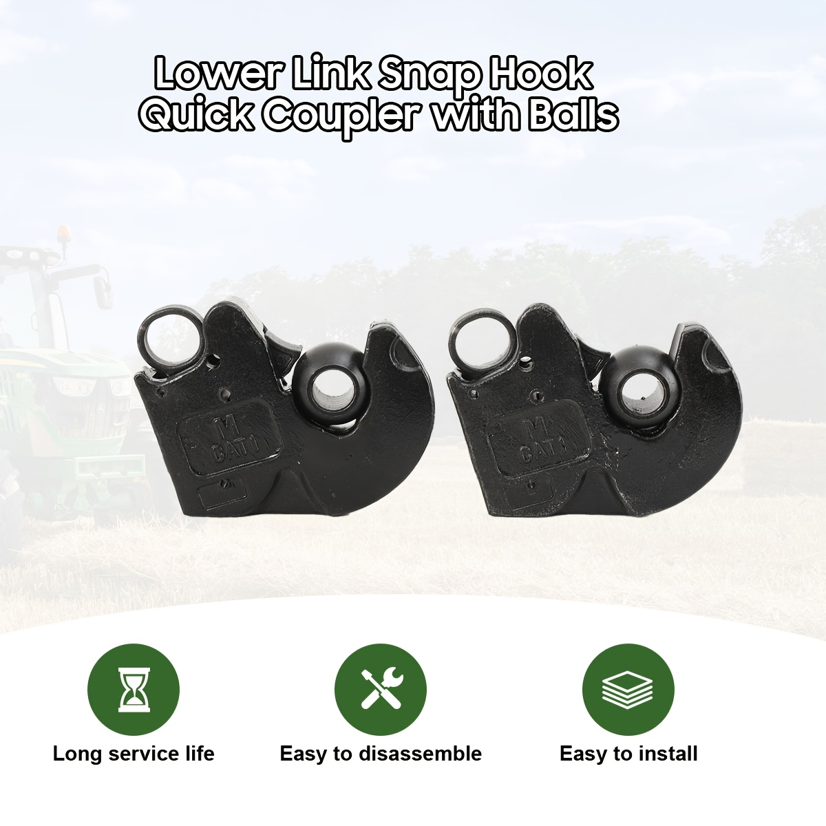 2pcs Underarm Catch Hook Quick Coupler With Balls Cat I For 60-120 Ps Tractor | Tractor | Tractor Sides Used For Welding On The Underarm, 150*120*28mm