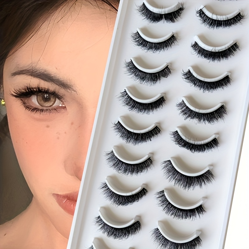10 Pairs Fluffy Winged Eyelashes - Smoky Cat-Eye Extension, Seamless Blend & Lightweight Hold, Reusable Vegan False Eyelashes for Beginners, Natural Look, Multiple Pairs   (10-12mm & 13-15mm), Eyelash Extension, Beginner Makeup, Cat Eye Effect, Durable Lash Extensions