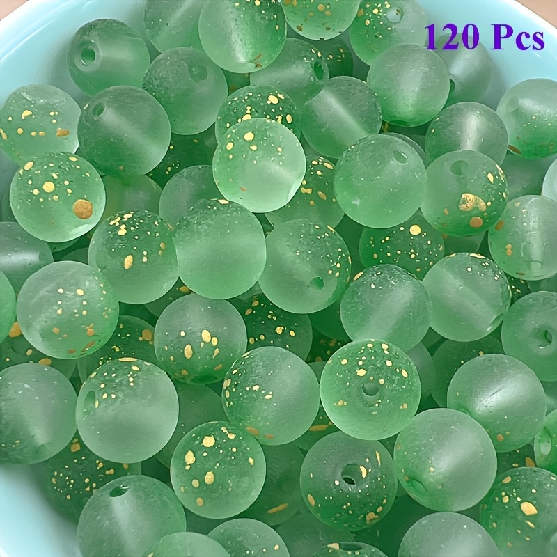E-shop 120 Stk./240 Stk., 8 mm/0,3 Zoll Glas Matt Goldpulver Doppelstränge Runde Perlen Lose Perlen Handgefertigte Perlen Armband Halskette