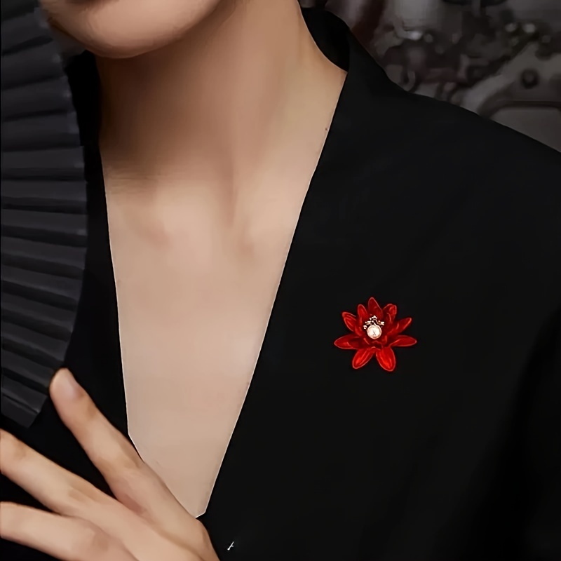 элегантная   брошь с искусственным жемчугом в форме лотоса, уникальный   для женщин, высококлассная, изысканная 5