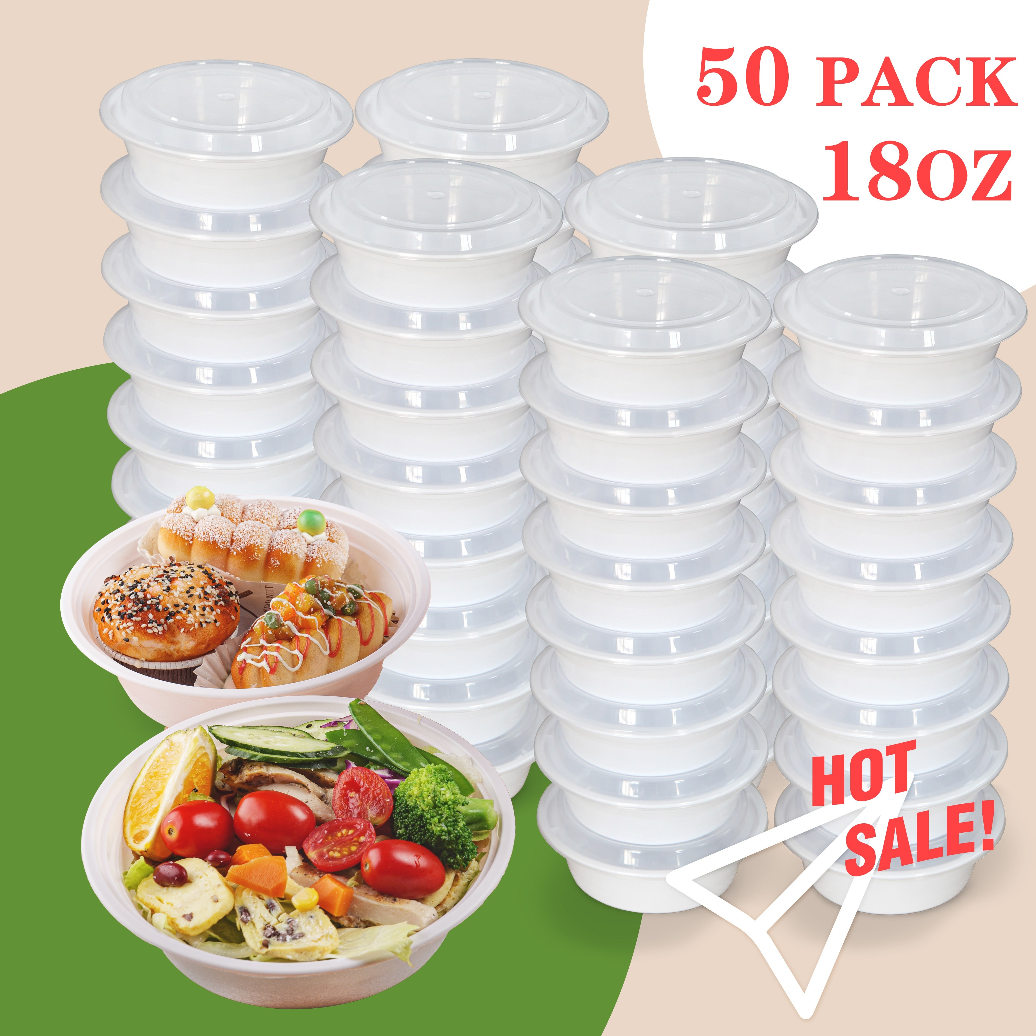 

Kisip 50pack, 18oz Round - Container, Plastic , Disposable Container, , -, Bpa-free, , Dishwasher And Safe, , Day, Christmas, Halloween