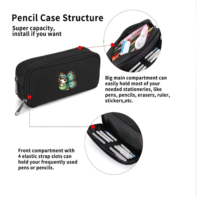 Cartoon-Printed Double-Layer Pencil Case with Elf Baby Design