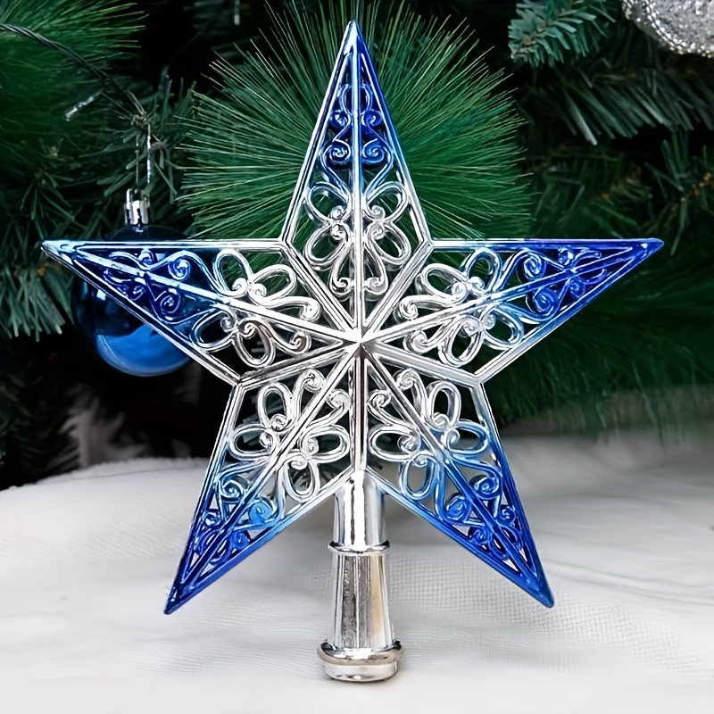 Art Deco Star-Shaped Christmas Tree Ornament, Plastic Glitter Star Hanging Decoration, No Electricity or Feathers Required, Ideal for Holiday Parties and Gifts - 1pc
