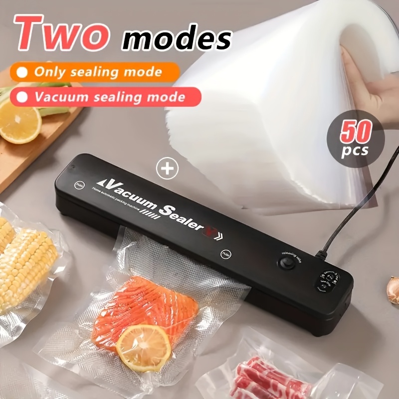 

1+50pcs Vacuum Sealer With 50pcs Food Bags For Food And Water Bath Cooking, Automatic