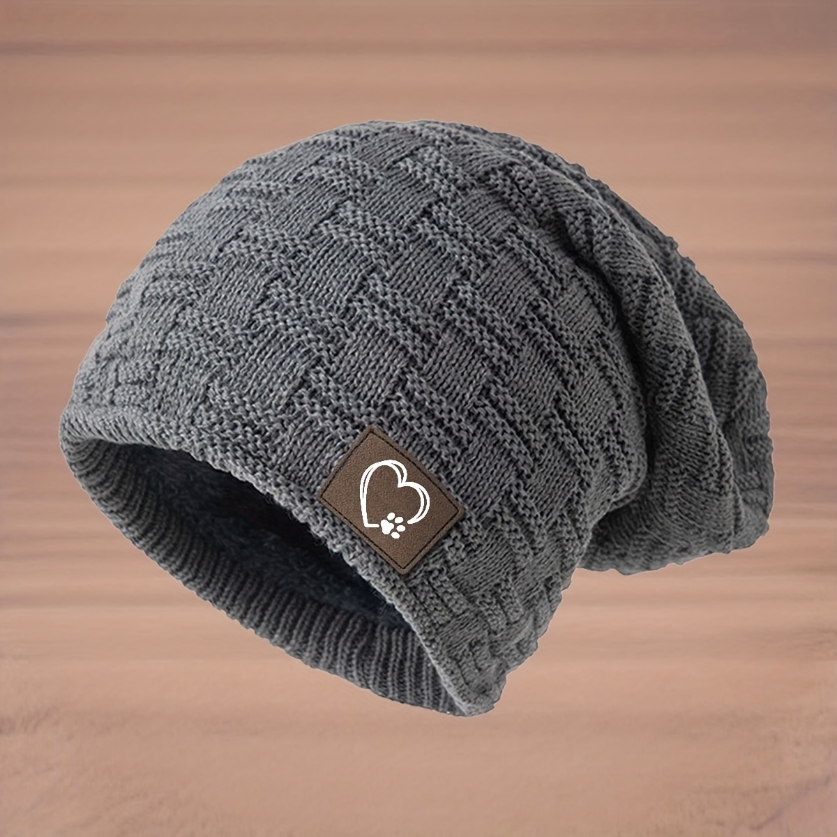 TEMU Chapeau Tendance avec Motif , Style Beret Unisexe, Chapeau de Ski d'Hiver, Doublure , Pull Épais