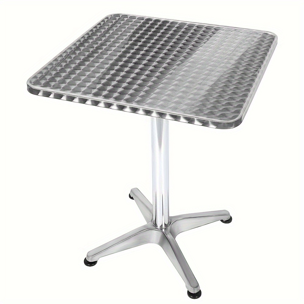 TEMU Mesita de Barra , Cuadrada, Plegable, Altura Ajustable, 70 -110cm, Mesa de Aluminio, Acero Inoxidable, Mesa de Comedor, Mesa de Jardín, Mesa de