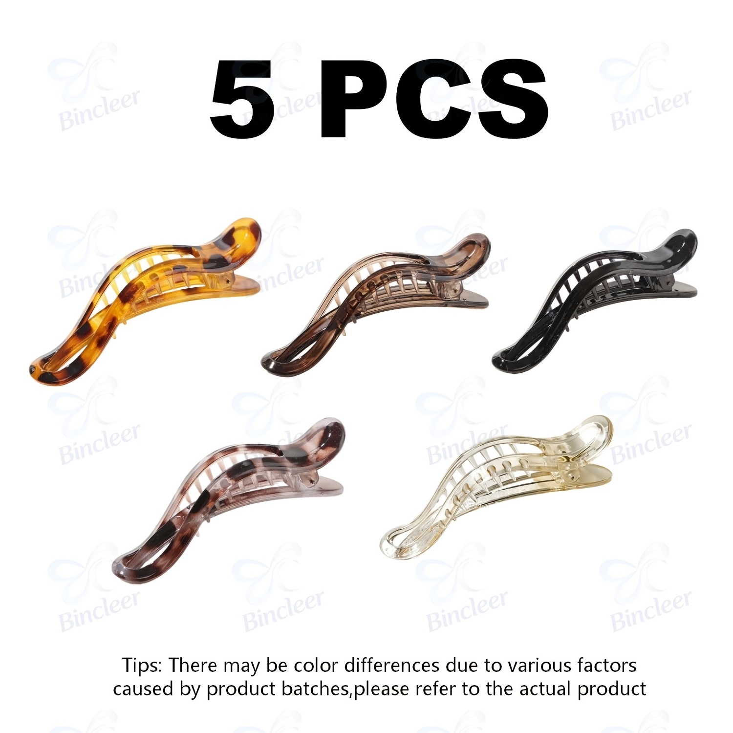 TEMU 5pcs Large Duckbill Hair Clips For Women - Anti-slip Hair Accessories, Retro Oval Leopard Print, Simple And Elegant Champagne Color, Perfectly