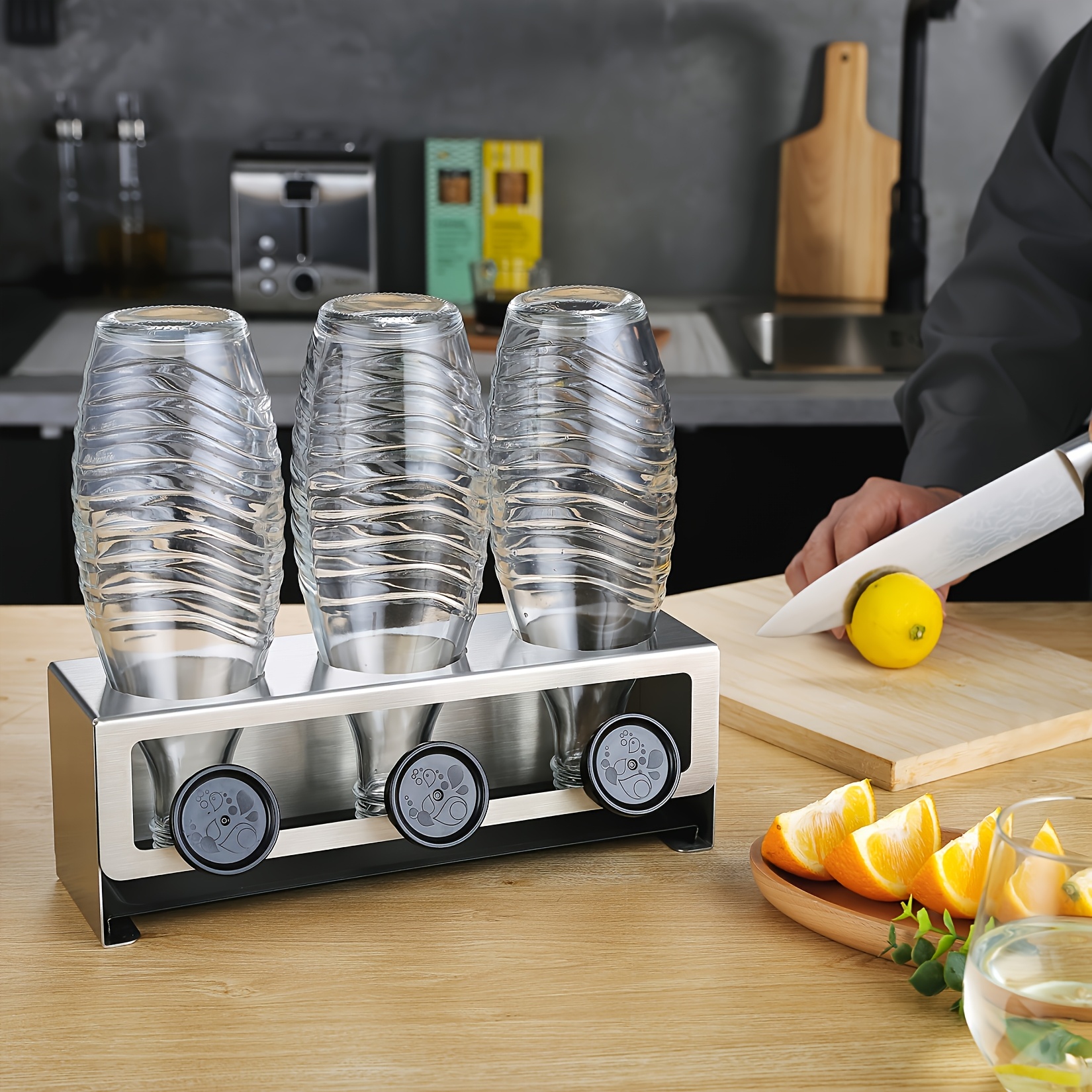 E-shop 1 Edelstahl-Wasserflaschen-Trockenständer-Set, platzsparendes Design, geeignet für Heimorganisation und Aufbewahrung, geeignet für Schränke,