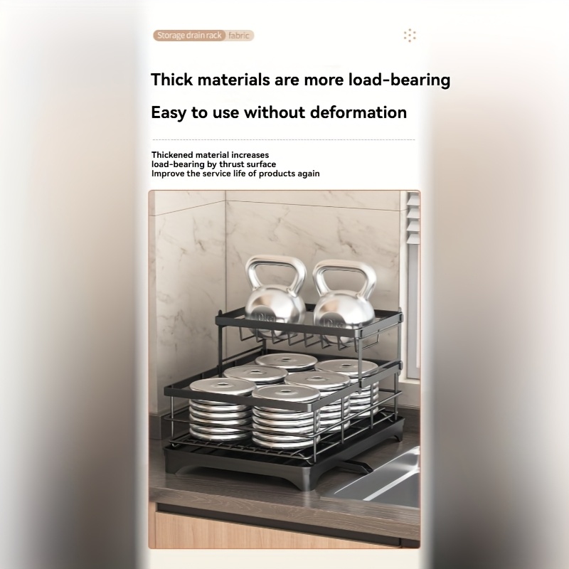 extra large stainless steel dish drying rack for kitchen countertop 2 tier utensil organizer with utensil holder spoon rest and plate storage   drying rack for kitchen counter utensil holder modern kitchenware durable kitchen item dish drying rack for kitchen counter Product details 4