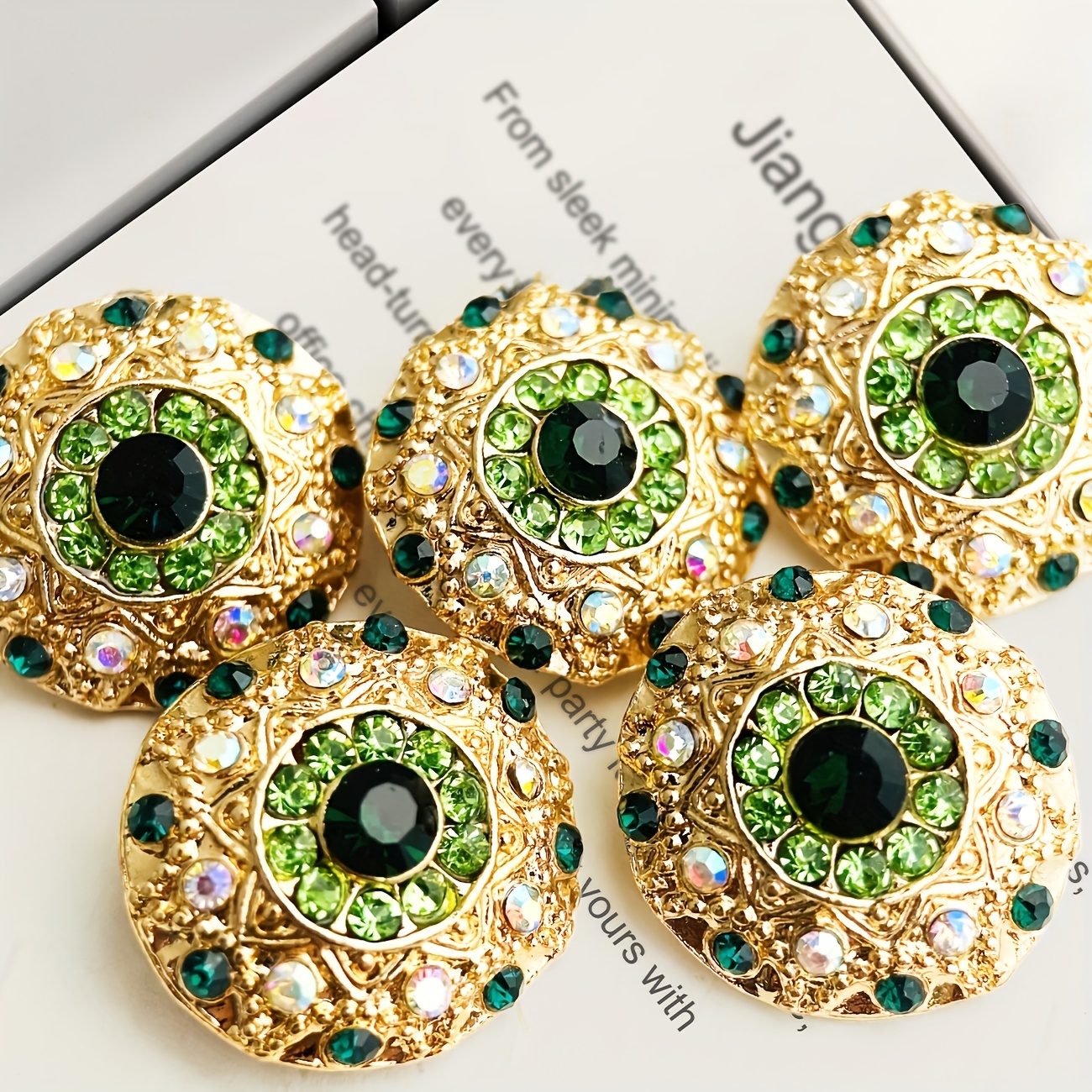 TEMU 5 stuks Groene Strass Decoratieve Knopen, Sprankelende Kristallen Versieringen voor Kleding, Tassen, Riemen, Hoeden, Hoofddoeken & Huisdecoratie