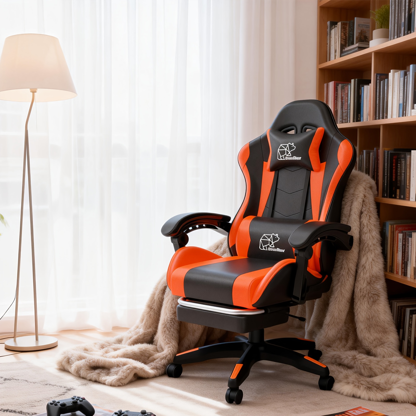 1pc Heavy-Duty Manual Recline E-Sports Chair Suitable for Adults & - Adjustable Footrest/Lumbar Support Gaming Desk Chair with Fixed Armrests, High-Padding Ergonomic Seat for Home Office Computer Chair, Modern for Home and Office Use - Image 14