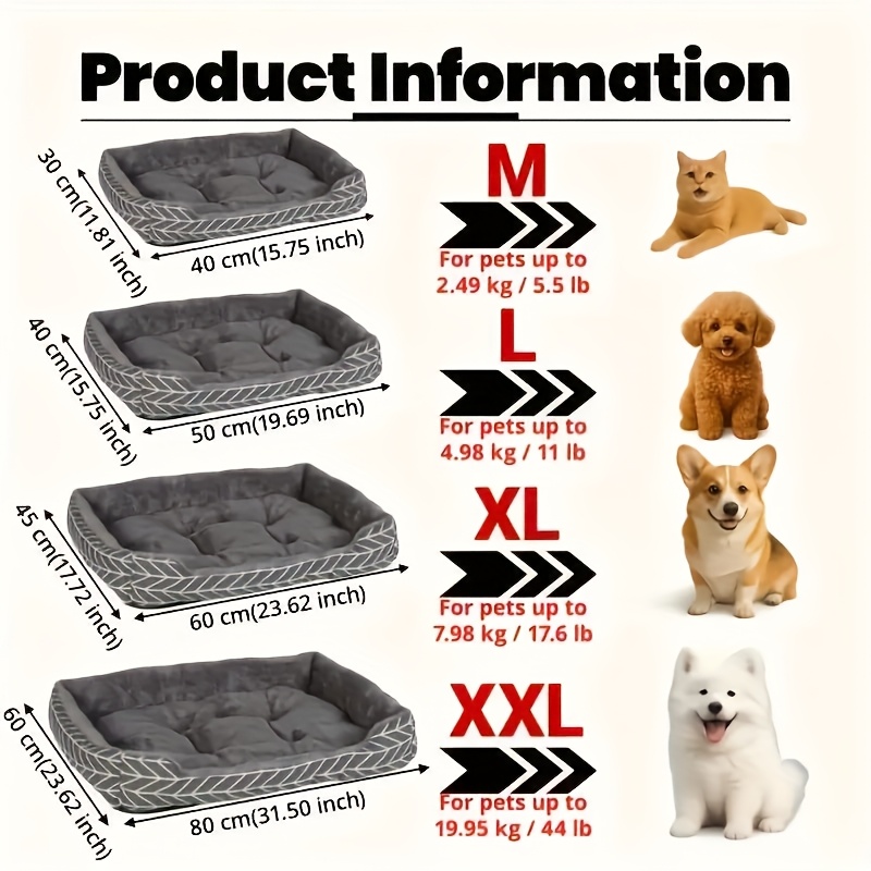 Winter Warmth Cat Bed - Ultra-Soft Plush Pad, No Assembly Required, 4 Sizes (M-XXL), Thick Cushion Suitable for Small, Medium, and Large Dogs & Cats, Pet Sofa, Comfortable Cat Nest, Oversized Cat Bed, Thick Cat Bed, High Quality, for Cat Lovers