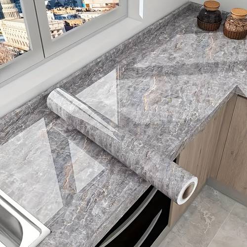 1 roll 0 15mm thick marble effect self pvc wallpaper stick detachable waterproof and oilproof home renovation in bathroom room