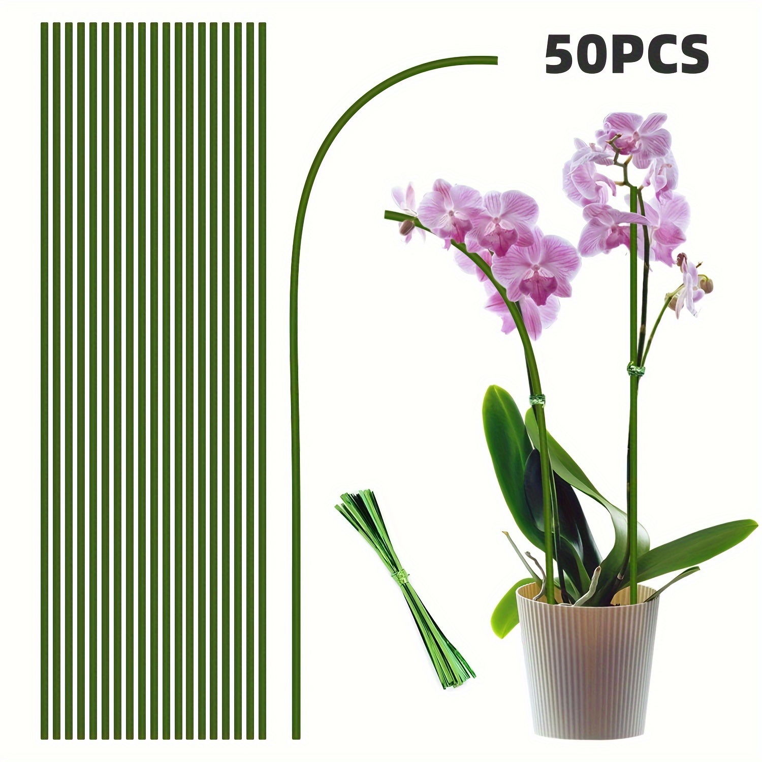 

50/100pcs-plant Support Stakes, Bendable Plant Support Stakes, Suitable For And , Potted , , Orchids, Peonies, -18