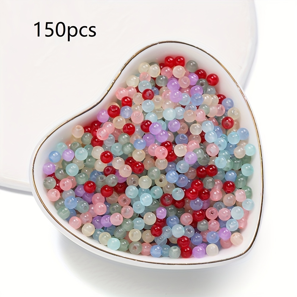 E-shop 150 Stück 3mm Glasperlen - & Farbige Abstandsperlen für Schmuckherstellung, Halsketten, Armbänder, Ohrringe DIY Basteln -