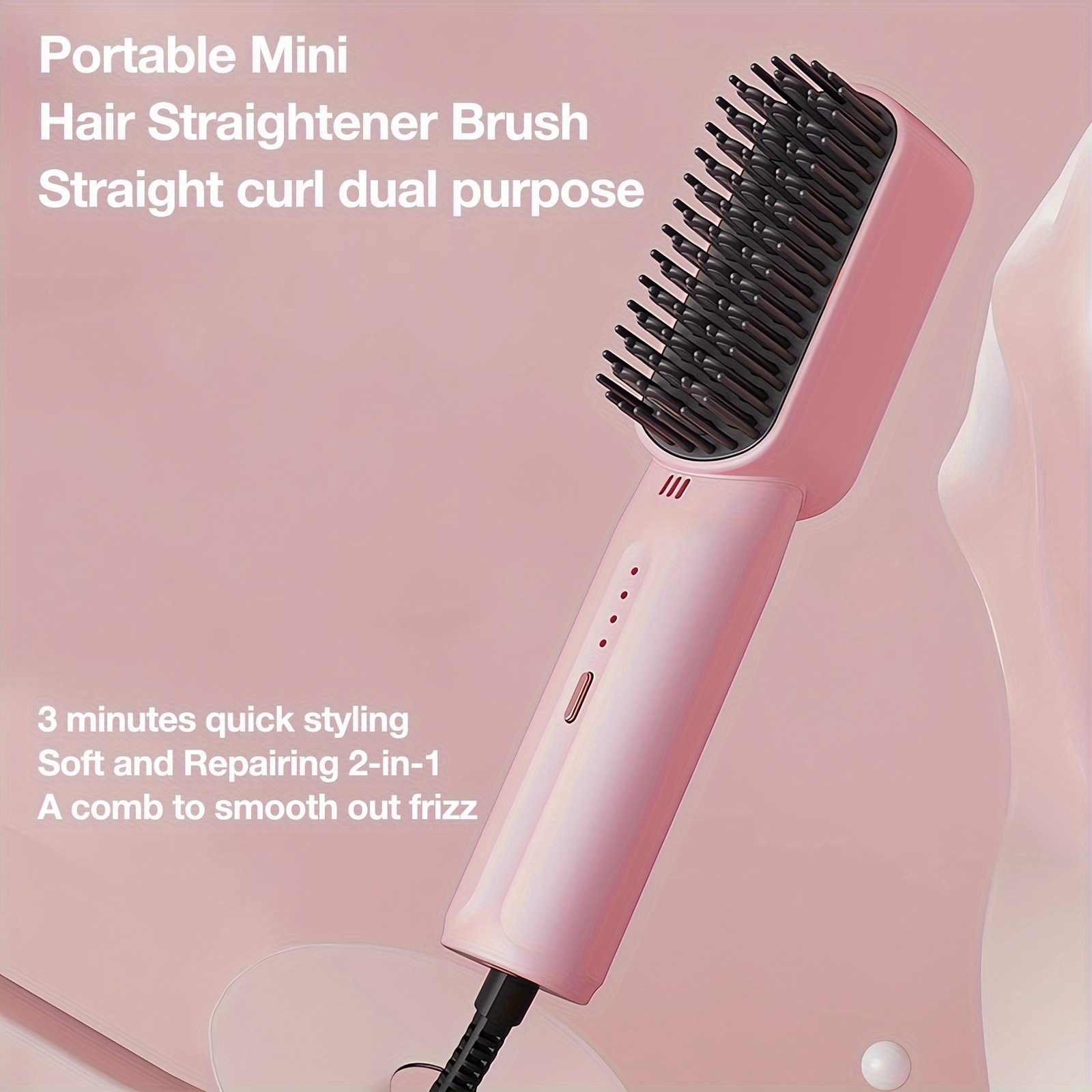 

New Portable Straightener Comb - Fashionable Design, Easy Styling - Negative Ion Technology, 4 Gears Intelligent Quick Heating, Suitable For All Hair Types Suitable For Travel Convenient To Carry.