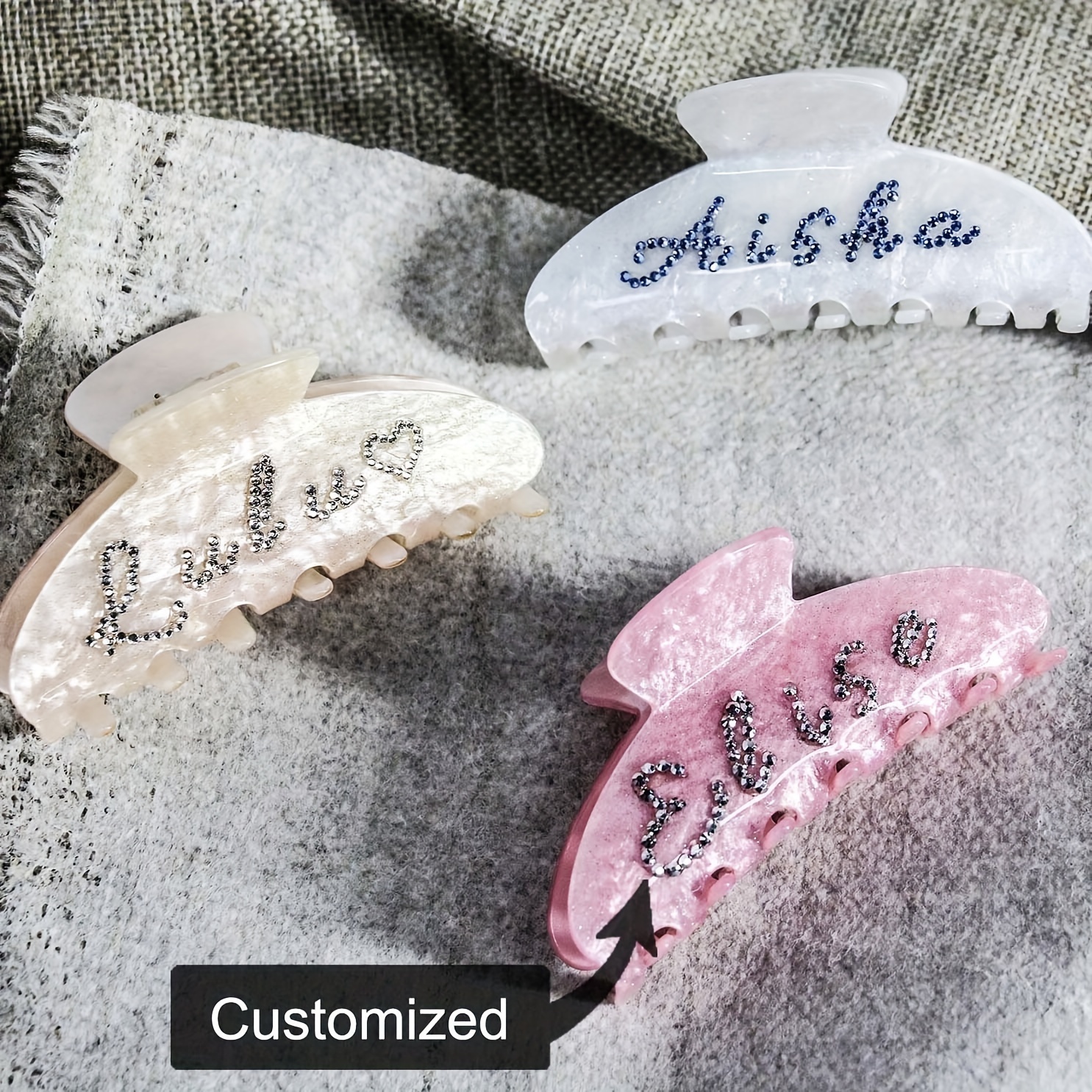 

Elegant Personalized Hair Claw - Custom Name Acrylic Barrette, Chic Gift For Women