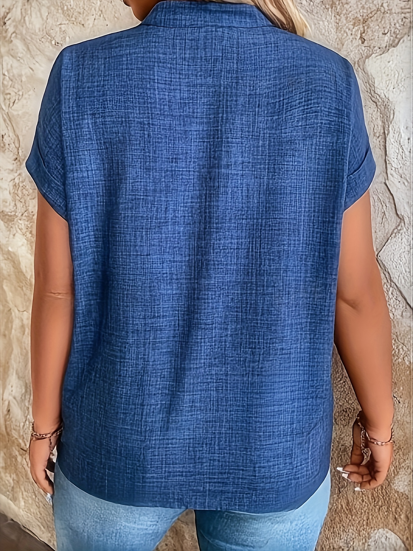 womens casual v neck blouse with small stand up collar vibrant yellow solid color regular fit machine washable versatile for spring summer fall seasonal fashion top sophisticated casualwear lightweight fabric everyday   style   stylish top adult clothing details 6