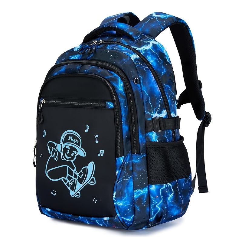 Image of School Backpack, Large, Lightweight School Bag With 15.6" Laptop Compartment, Reflective Daypack For