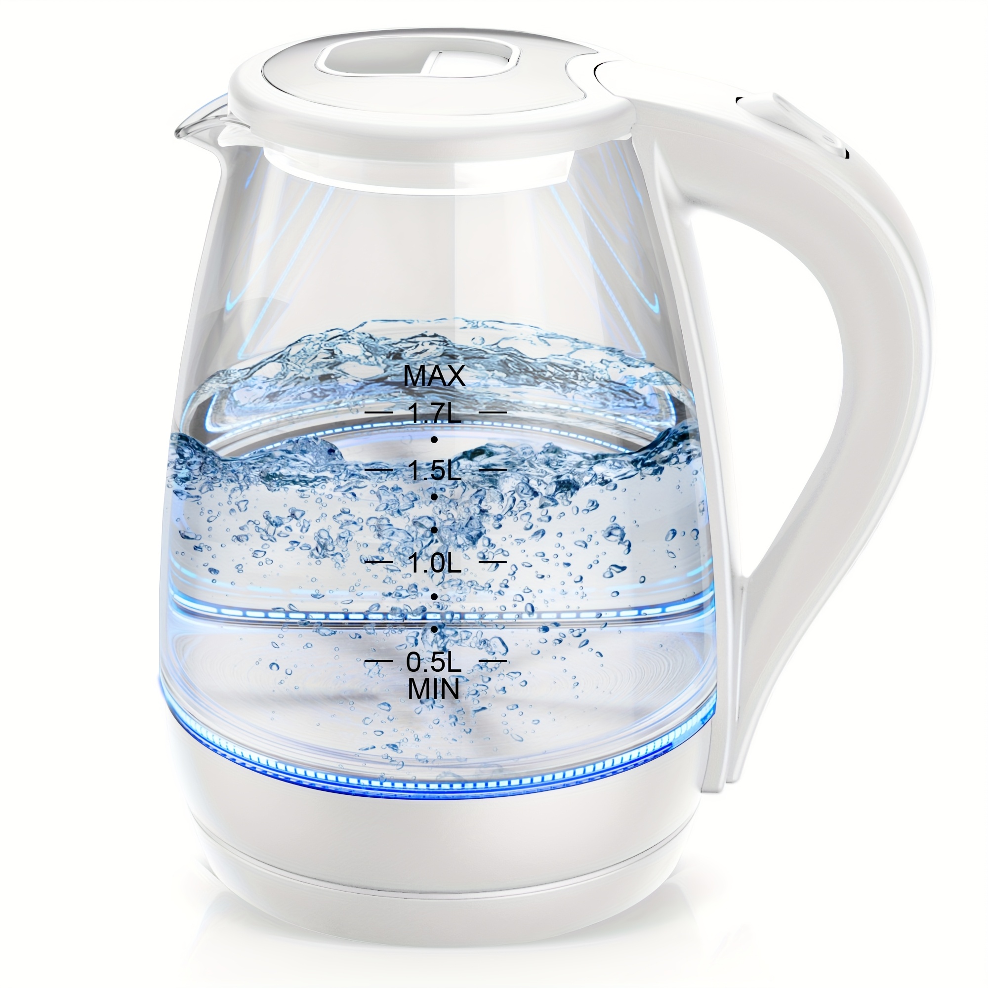 TEMU Electric Kettle, Tea Kettle Electric With Water Dispenser - 1.7l Elegant Glass Tea Pot, 1200w Fast Boiling, Led Indicator, Auto-shutoff &